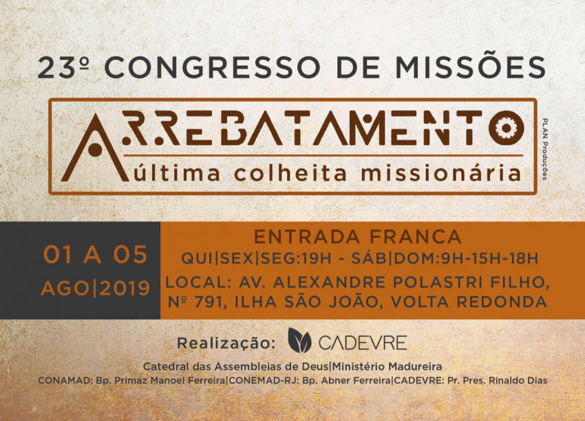 Assembleia de Deus divulga programação do 23º Congresso de Missões