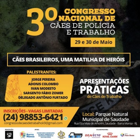 Barra Mansa abre inscrições para o Congresso Nacional de Cães de Polícia e Trabalho